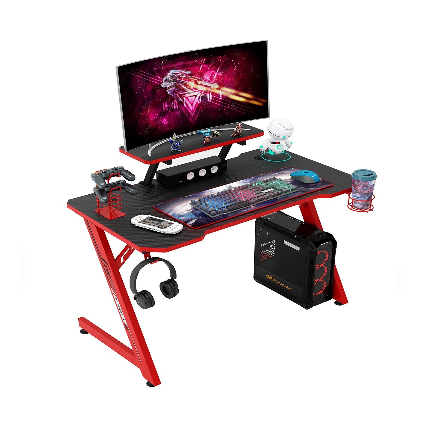 Gaming-Computer-Schreibtisch 110 cm mit Carbonfaser-Schreibtisch