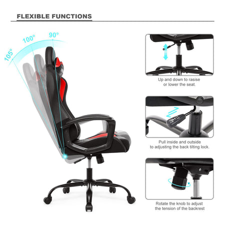 6. Bild von Indy Gaming Racing Chair Kunstleder mit verlängerter Armlehne