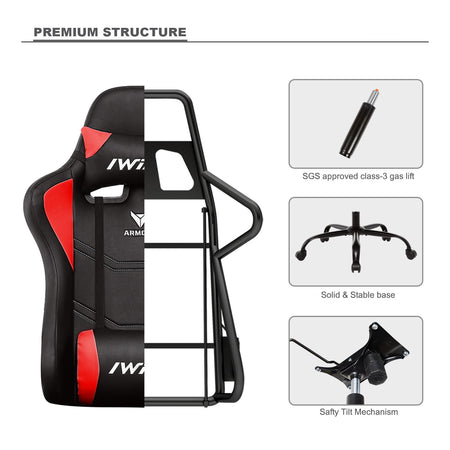 8. Bild von Indy Gaming Racing Chair Kunstleder mit verlängerter Armlehne